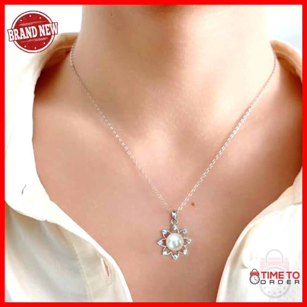 Sterling Silver Freshwater Pearl Necklace Elegant Minimal Chic Keepsake Jewelry - Picture 4 of 7